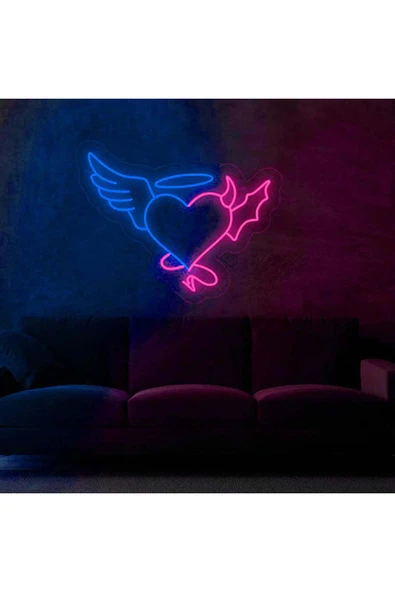 Angel & Devil Figürlü Neon Tabela - Resim 2