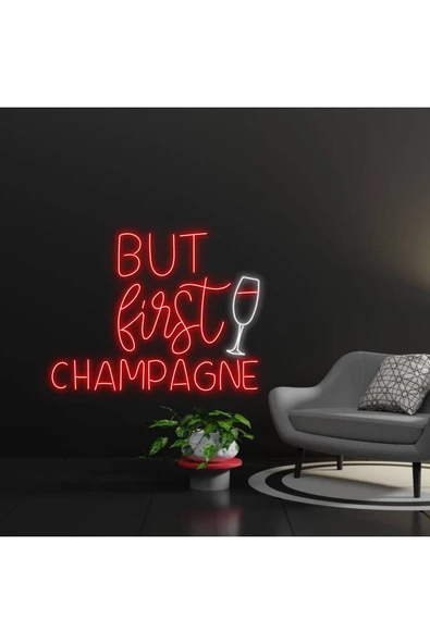 BUT first CHAMPAGNE Yazılı ve Şekilli Neon Tabela ürün görseli 1