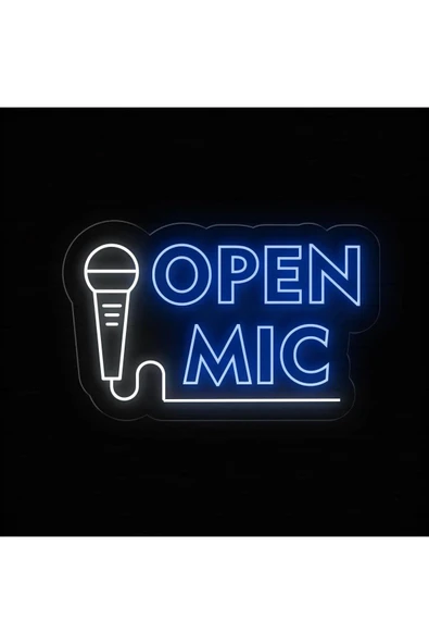 OPEN MIC Yazılı ve Şekilli Neon Tabela ürün görseli 1