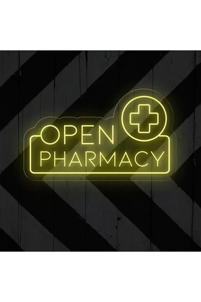 OPEN PHARMACY Yazılı ve Şekilli Neon Tabela ürün görseli 1