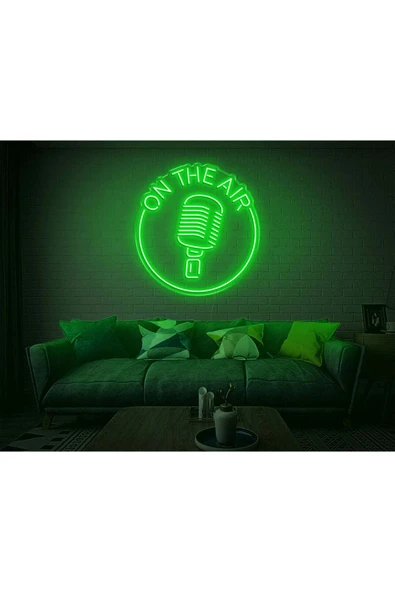 ON THE AIR Yazılı Mikrofon Figürlü Neon Tabela ürün görseli 1