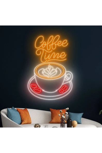 Coffee Time Yazılı ve Şekilli Neon Tabela ürün görseli 1