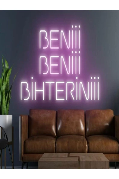 BENİİİ BENİİİ BİHTERİNİİİ Yazılı Neon Tabela ürün görseli 1