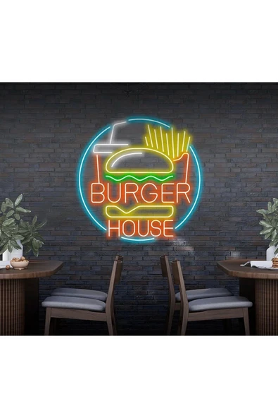 BURGER HOUSE Yazılı ve Şekilli Neon Tabela ürün görseli 1