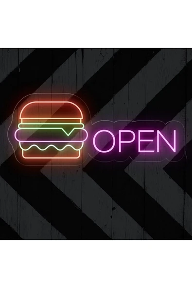 OPEN Yazılı ve Şekilli Neon Tabela ürün görseli 1