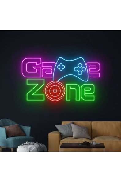 Game Zone Yazılı ve Şekilli Neon Tabela ürün görseli 1