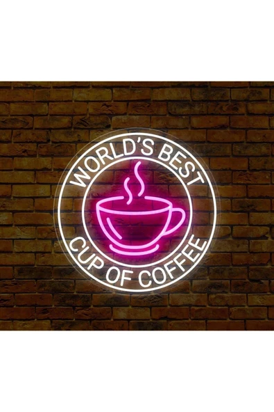 WORLD'S BEST CUP OF COFFEE Yazılı ve Şekilli Neon Tabela ürün görseli 1
