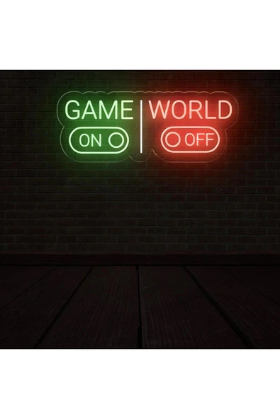 GAME WORLD Yazılı ve Şekilli Neon Tabela - Resim 2