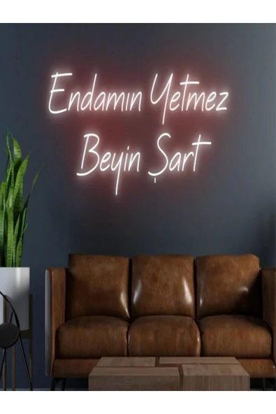 Endamın Yetmez Beyin Şart Yazılı Neon Tabela ürün görseli 1
