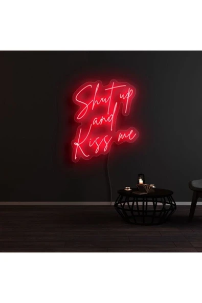 Shut Up and Kiss Me Yazılı Neon Tabela ürün görseli 1