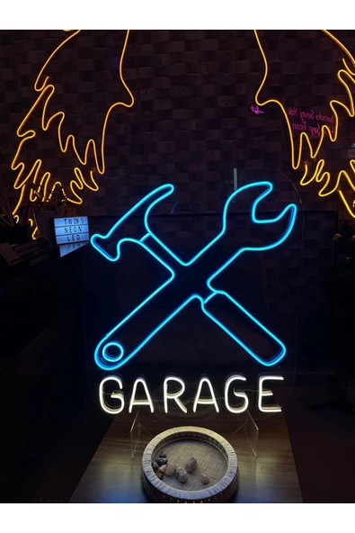 GARAGE Yazılı ve Şekilli Neon Tabela - Resim 3