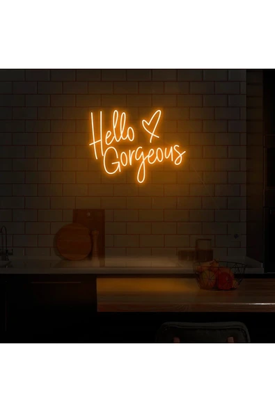 Hello Gorgeous Yazılı ve Şekilli Neon Tabela ürün görseli 1