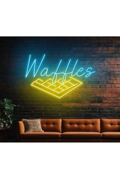 Waffles Yazılı ve Şekilli Neon Tabela ürün görseli 1