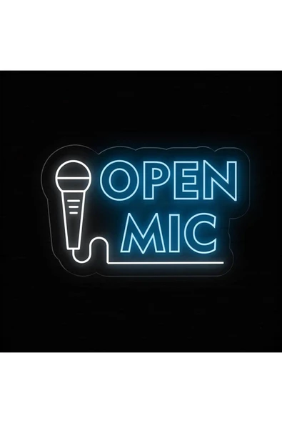 OPEN MIC Yazılı ve Şekilli Neon Tabela ürün görseli 1