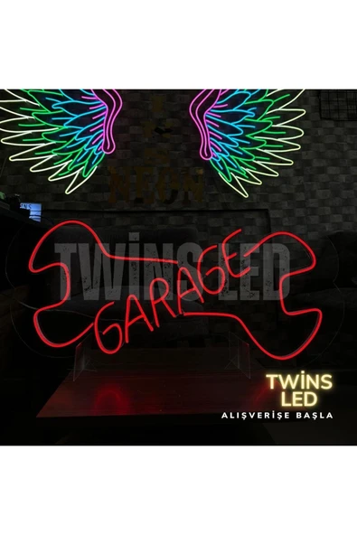 GARAGE Yazılı ve Şekilli Neon Tabela - Resim 2