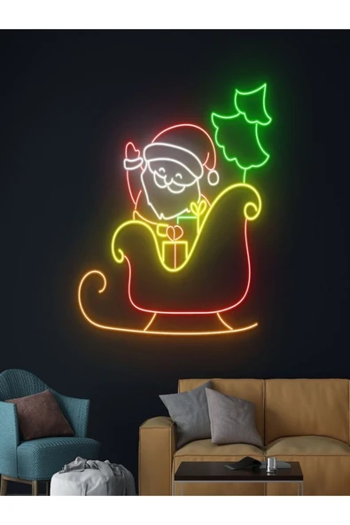 Noel Baba Figürlü Yılbaşı Temalı Neon Tabela ürün görseli 1