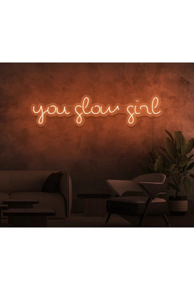 you glow girl Yazılı Neon Tabela ürün görseli 1