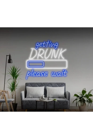 getting DRUNK please wait Yazılı ve Şekilli Neon Tabela ürün görseli 1