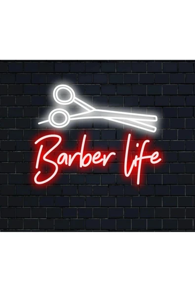 Barber Life Yazılı ve Şekilli Neon Tabela ürün görseli 1