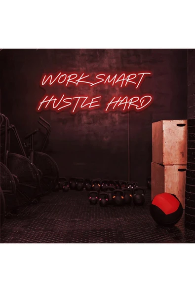 WORK SMART HUSTLE HARD Yazılı Neon Tabela ürün görseli 1