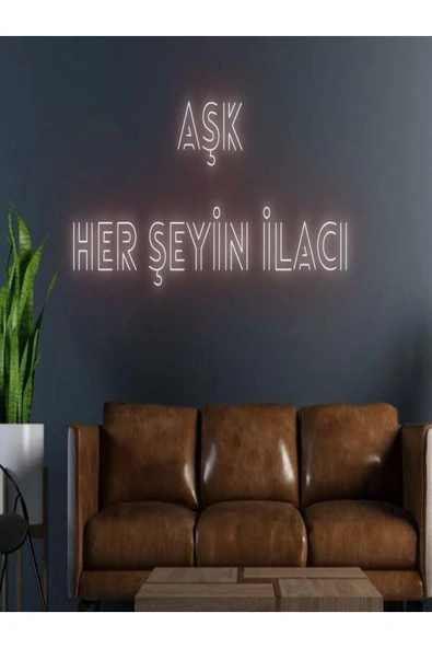 AŞK HER ŞEYİN İLACI Yazılı Neon Tabela ürün görseli 1