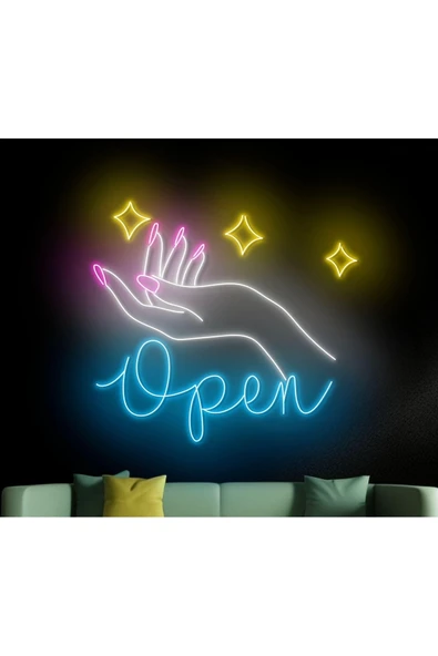Open Yazılı ve Şekilli Neon Tabela ürün görseli 1