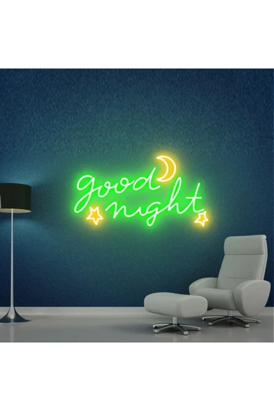 Good Nıght Yazılı ve Şekilli Neon Tabela ürün görseli 1