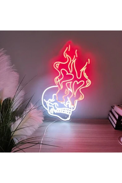 Ateşli Kurukafa Neon Tabela - Resim 2