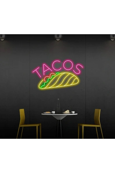 TACOS Yazılı ve Şekilli Neon Tabela ürün görseli 1