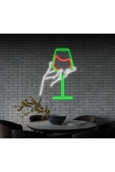 Şarap Bardağı Figürlü Neon Tabela ürün görseli 1
