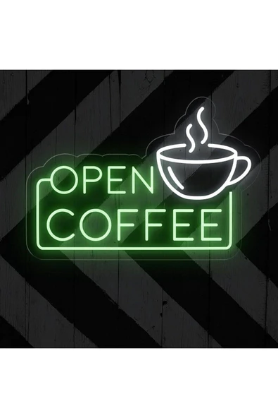 OPEN COFFEE Yazılı ve Şekilli Neon Tabela ürün görseli 1