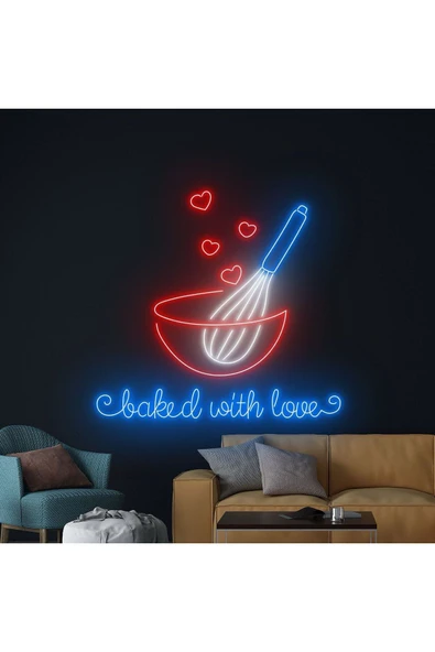 baked with love Yazılı ve Şekilli Neon Tabela ürün görseli 1
