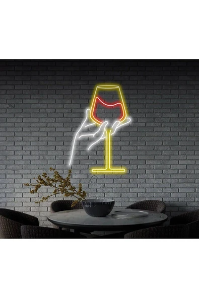 Şarap Bardağı Figürlü Neon Tabela ürün görseli 1