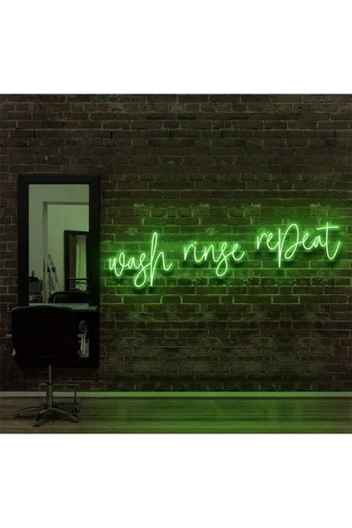 Wash Ringe Repeat Yazılı Neon Tabela ürün görseli 1