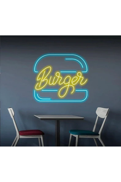 Burger Yazılı ve Şekilli Neon Tabela ürün görseli 1