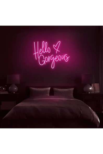 Hello Gorgeous Yazılı ve Şekilli Neon Tabela ürün görseli 1