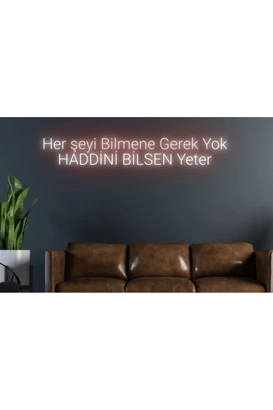 Her Şeyi Bilmene Gerek Yok Haddini Bilsen Yeter Yazılı Neon Tabela ürün görseli 1
