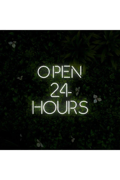 OPEN 24 HOURS Yazılı Neon Tabela - Resim 2