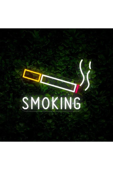 SMOKING Yazılı ve Şekilli Neon Tabela - Resim 2