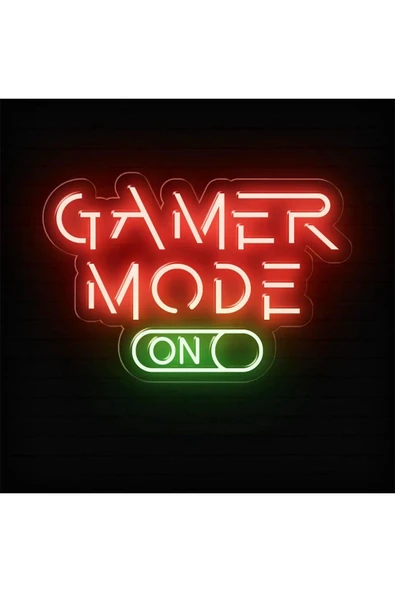 GAMER MODE ON Yazılı ve Şekilli Neon Tabela ürün görseli 1