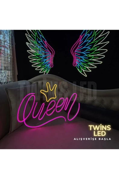 Queen Yazılı Taç Figürlü Neon Tabela - Resim 2