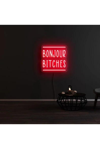 BONJOUR BITCHES Yazılı Neon Tabela ürün görseli 1