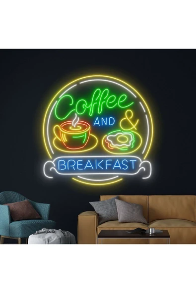 Coffee AND BREAKFAST Yazılı ve Şekilli Neon Tabela ürün görseli 1