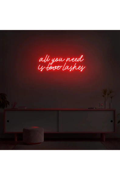 All You Need Is Love Lashes Yazılı Neon Tabela ürün görseli 1