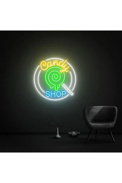 Candy SHOP Yazılı ve Şekilli Neon Tabela ürün görseli 1