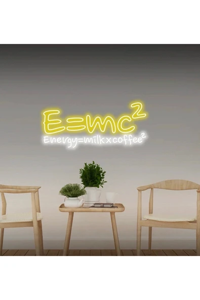 E=mc² Energy=milkxcoffee² Yazılı Neon Tabela ürün görseli 1