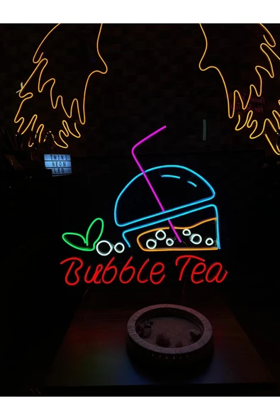 Bubble Tea Yazılı ve Şekilli Neon Tabela - Resim 2