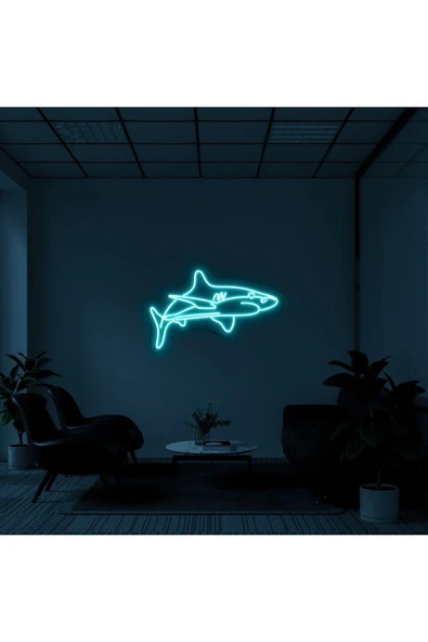 Köpek Balığı Figürlü Dekoratif Neon Tabela ürün görseli 1
