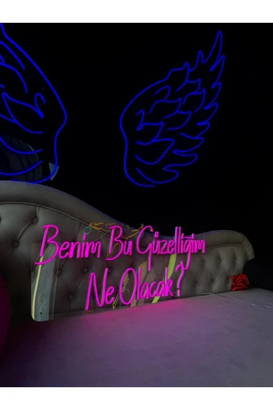 Benim Bu Güzelliğim Ne Olucak? Yazılı Neon Tabela ürün görseli 1