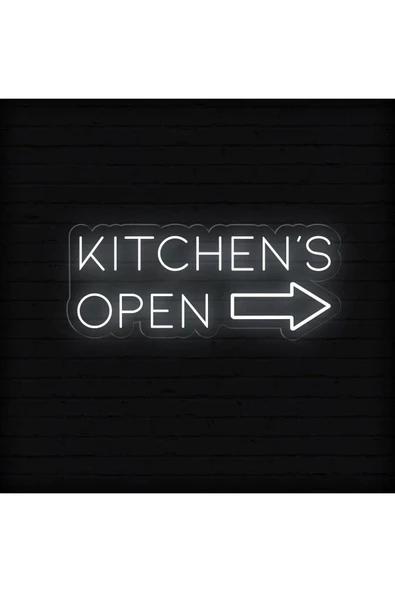 KITCHEN'S OPEN Yazılı ve Şekilli Neon Tabela ürün görseli 1